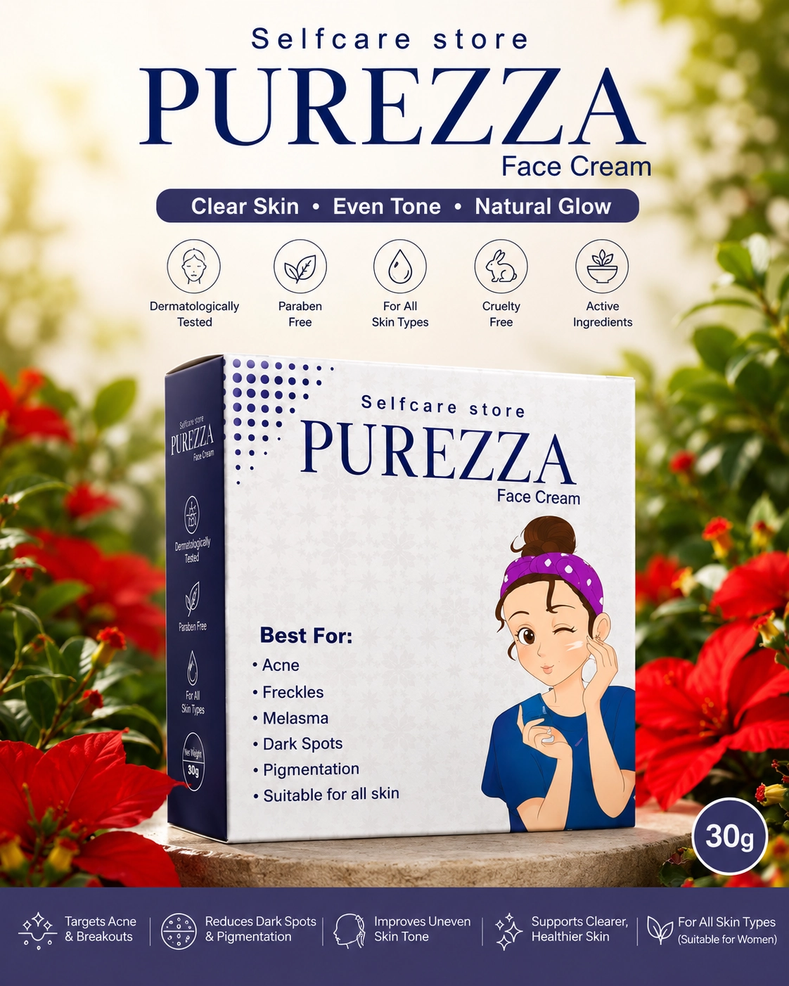 PUREZZA Face Cream for Acne, Dark Spots & Pigmentation